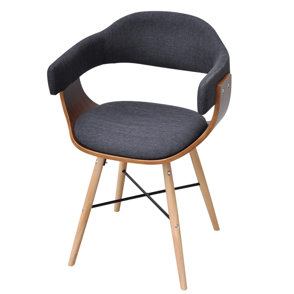 vidaXL Jedálenské stoličky 4 ks, tmavosivé, ohýbané drevo a látka