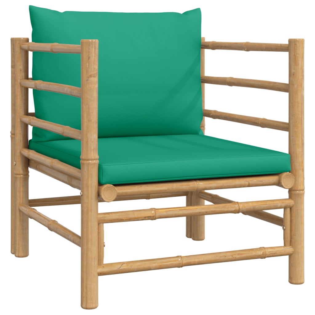 vidaXL 7-dielna záhradná sedacia súprava zelené vankúše bambus