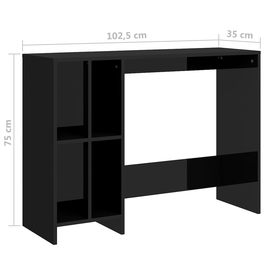 vidaXL Stôl na notebook vysoký lesk čierny 102,5x35x75 cm drevotrieska