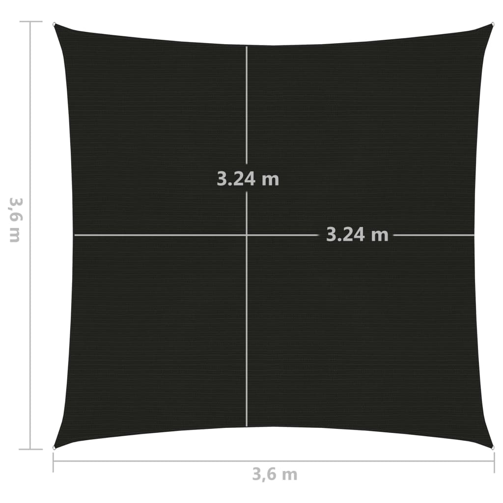 vidaXL Tieniaca plachta 160 g/m², čierna 3,6x3,6 m, HDPE