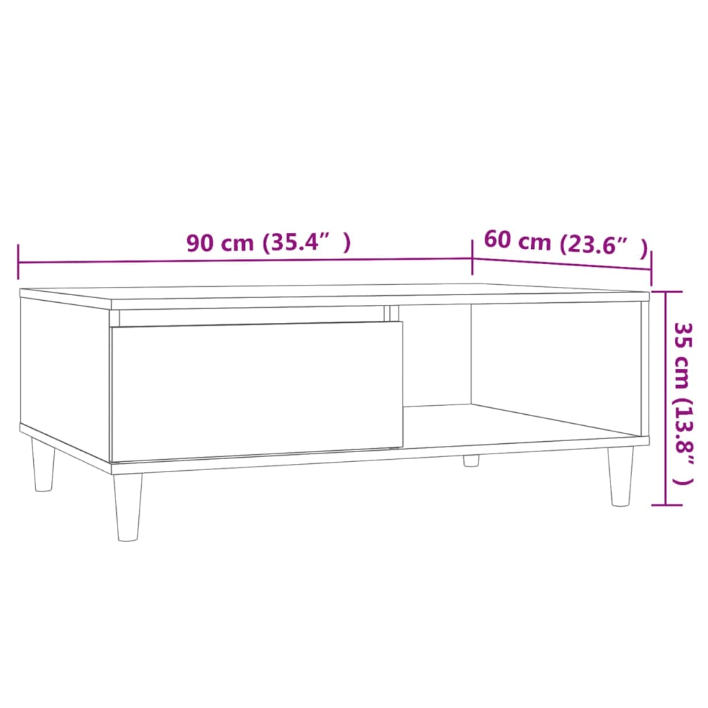 vidaXL Konferenčný stolík betónovo-sivý 90x60x35 cm drevotrieska