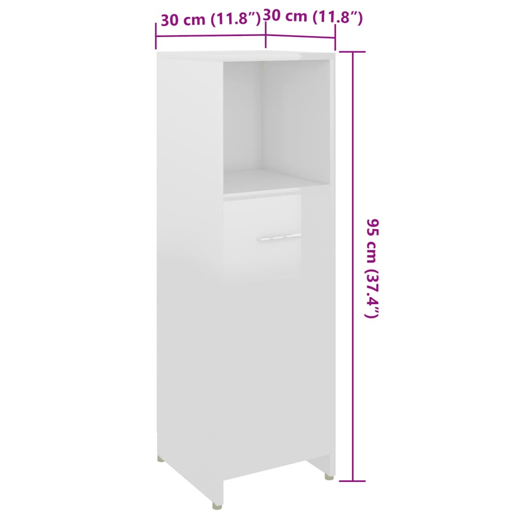 vidaXL 4-dielna súprava kúpeľňového nábytku vysokolesklá biela