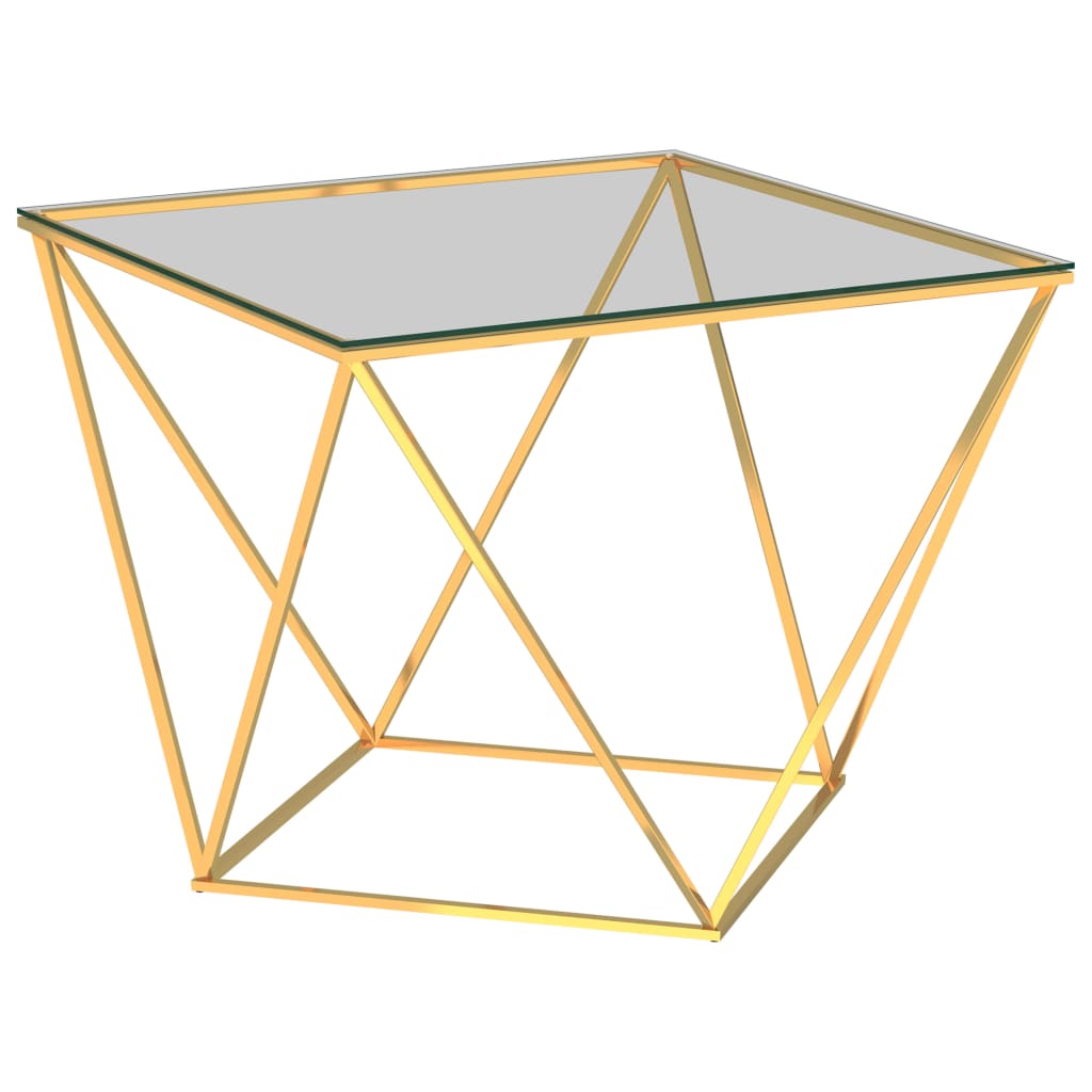 vidaXL Konferenčný stolík, zlatý 80x80x45 cm, nehrdzavejúca oceľ