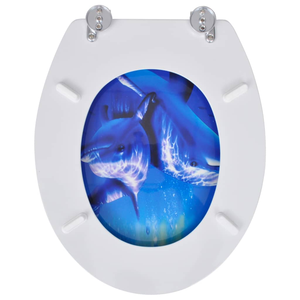 vidaXL WC sedadlá s poklopom 2 ks, MDF, delfíny