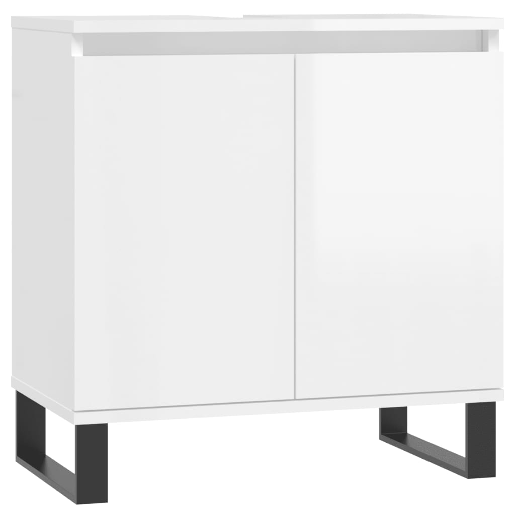 vidaXL 3-dielna súprava kúpeľňových skriniek lesklá biela komp. drevo