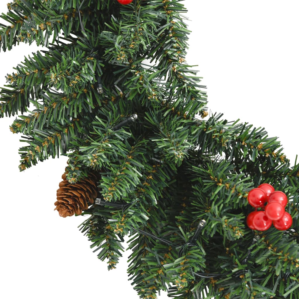 vidaXL Umelé vianočné stromčeky 2 ks s vencom, girlandou a LED diódami