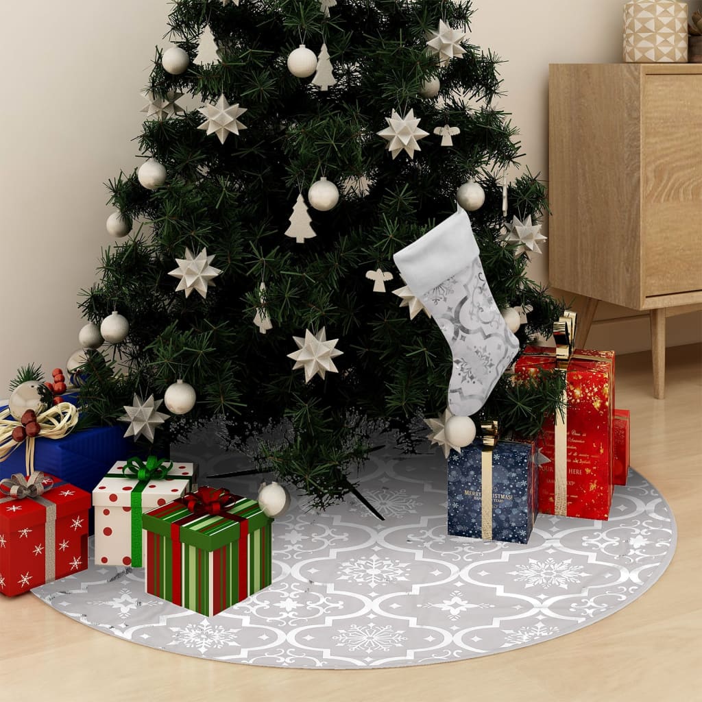 vidaXL Luxusná deka pod vianočný stromček a ponožka biela 150 cm látka