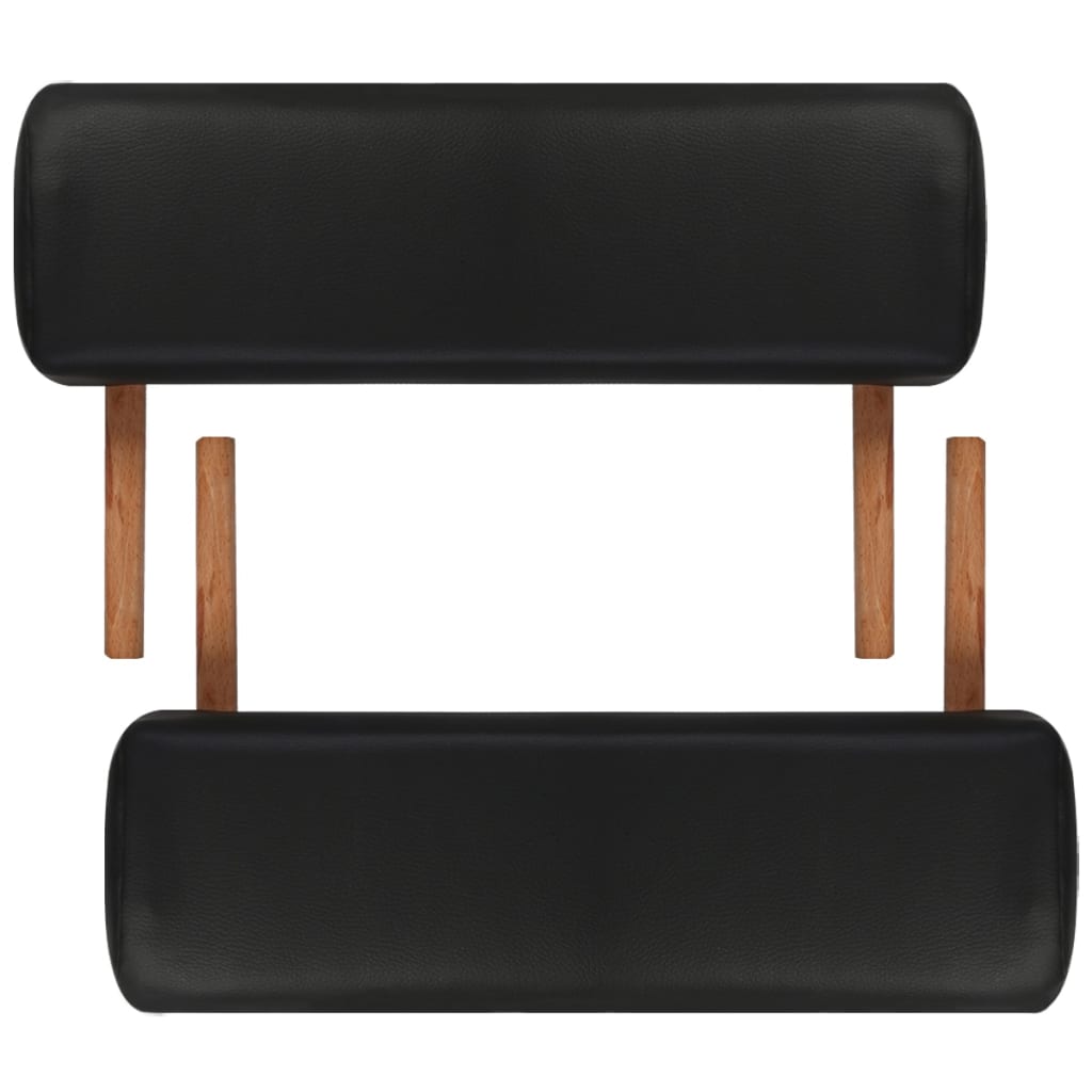 vidaXL Čierny skladací masážny stôl, 2 zóny, drevený rám