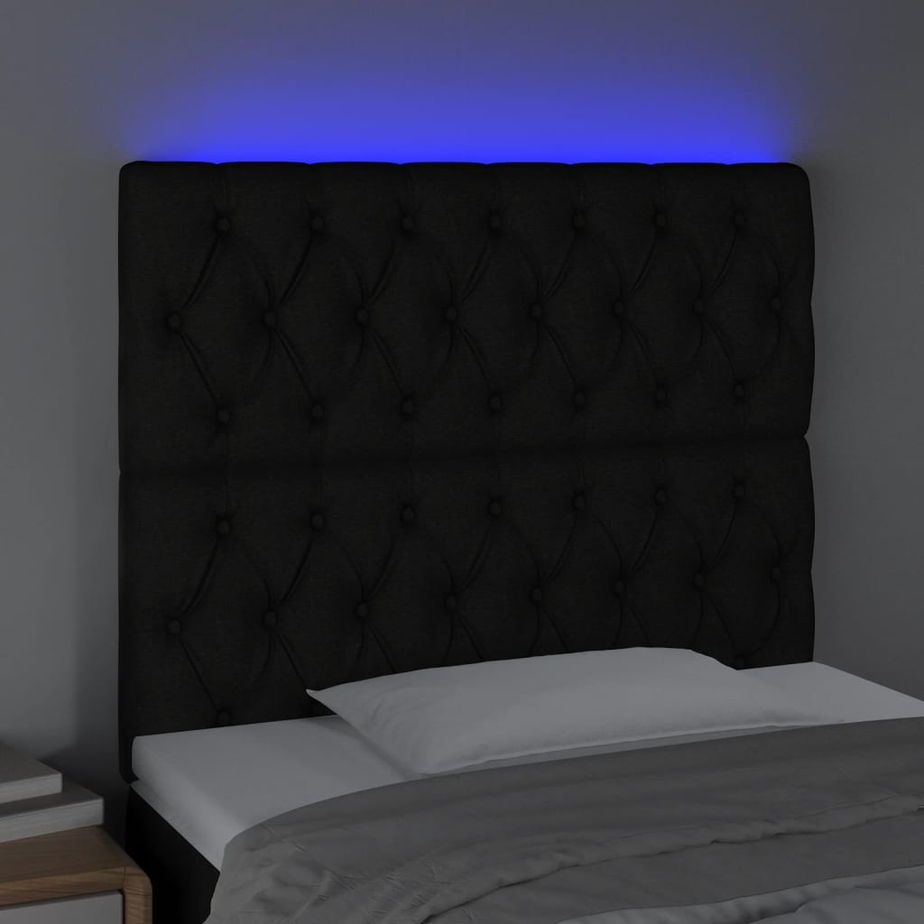vidaXL Čelo postele s LED čierne 100x7x118/128 cm látka