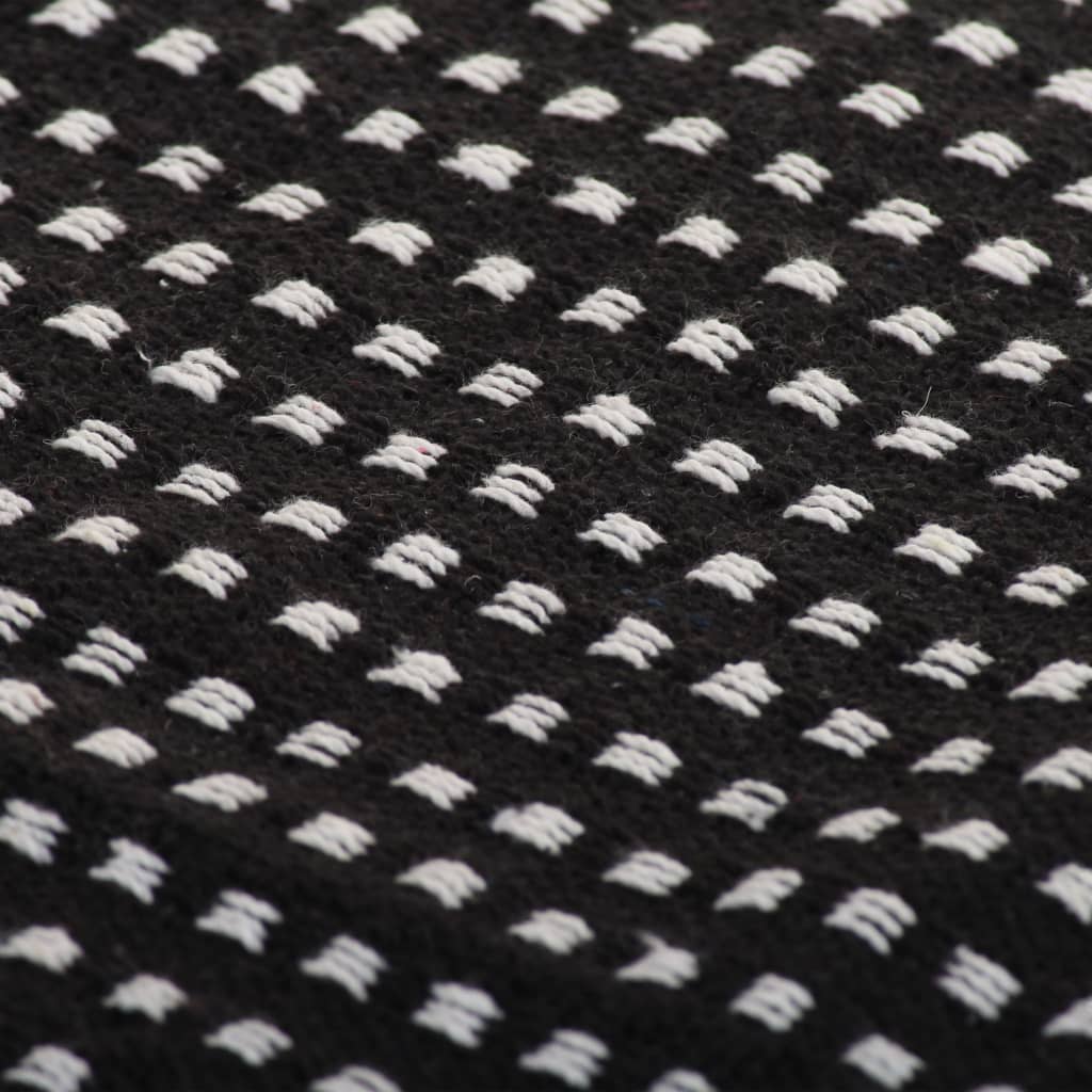 vidaXL Deka, bavlnená, štvorčeky 125x150 cm, čierna