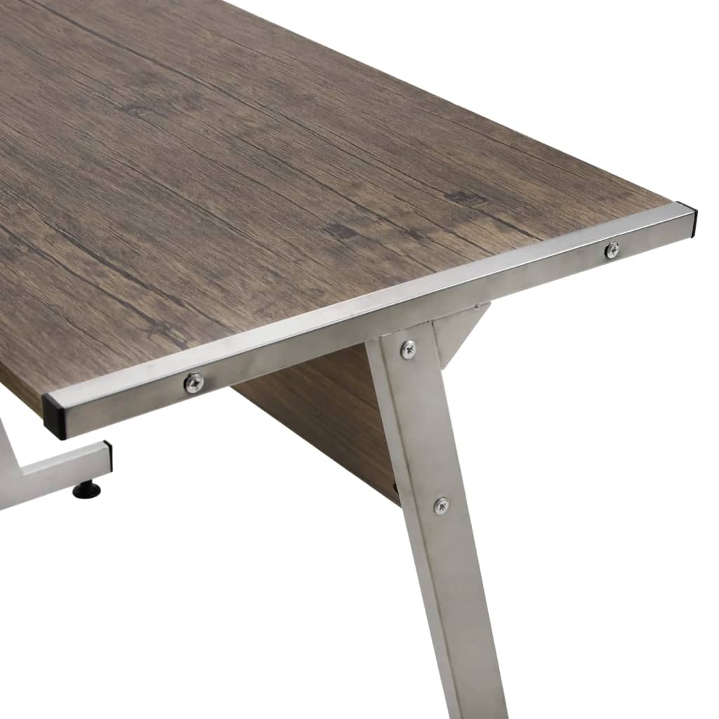 vidaXL Rohový písací stôl hnedý kompozitné drevo