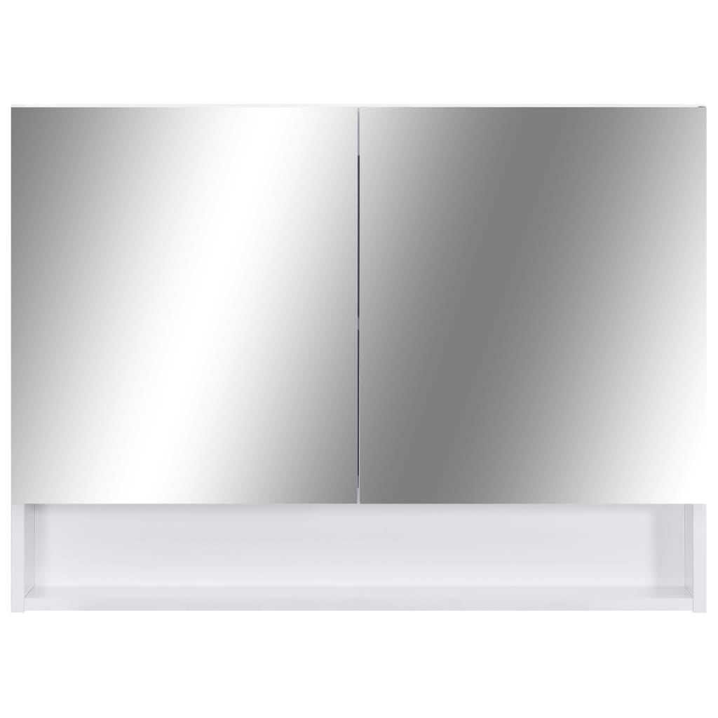 vidaXL LED kúpeľňová zrkadlová skrinka biela 80x15x60 cm MDF