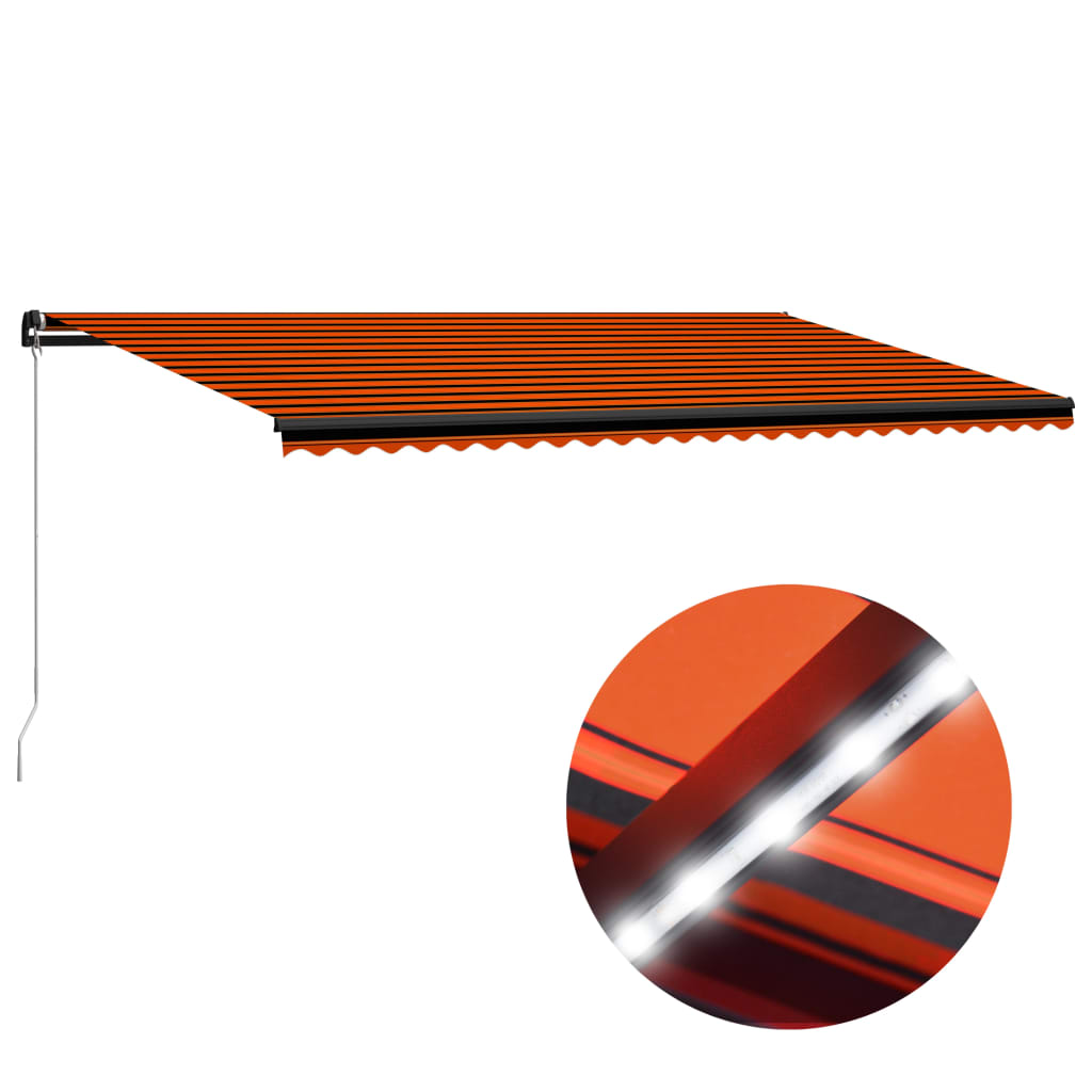 vidaXL Ručne zaťahovacia markíza s LED 600x300 cm oranžovo-hnedá