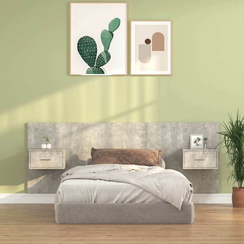vidaXL Čelo postele so skrinkami betónovo sivé spracované drevo