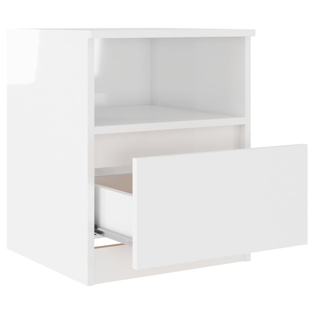 vidaXL Nočný stolík, lesklý biely 40x40x50 cm, kompozitné drevo