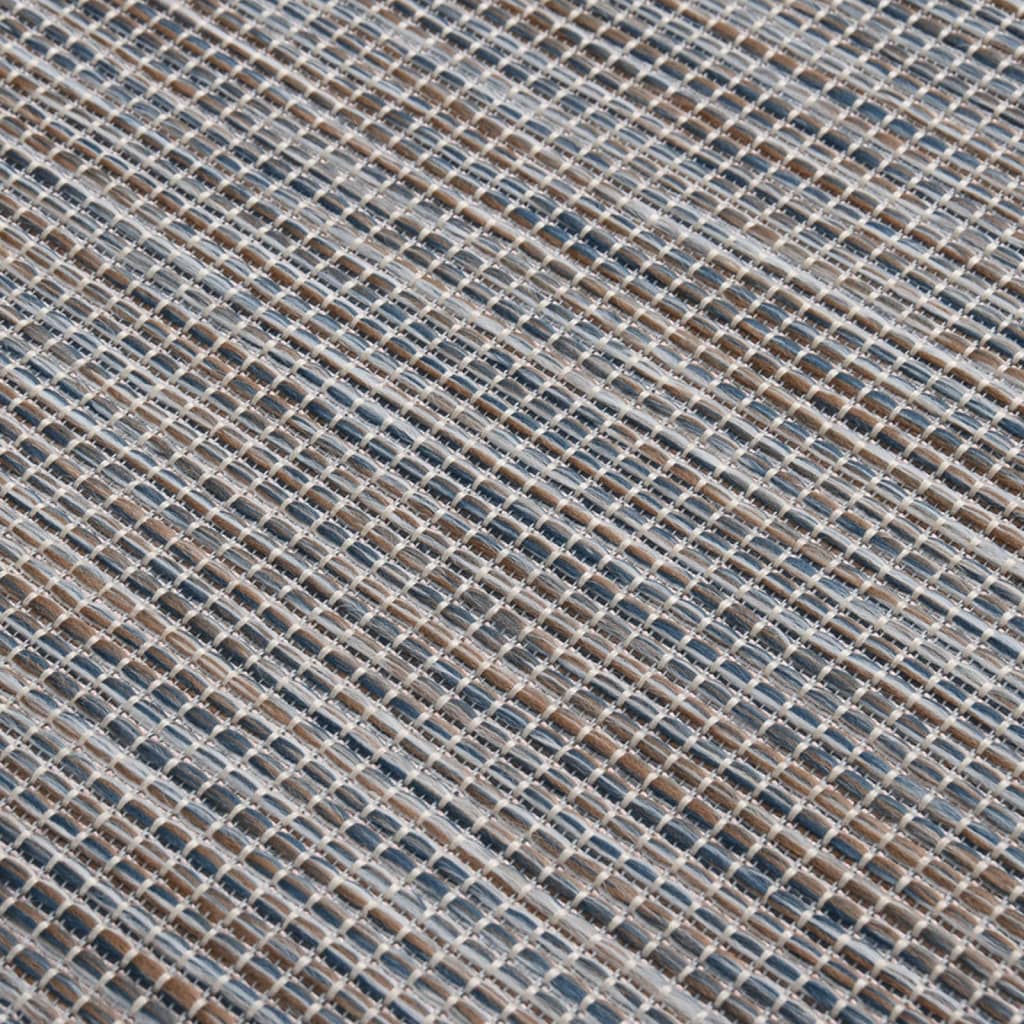 vidaXL Vonkajší koberec s plochým tkaním 80x150 cm hnedý a modrý