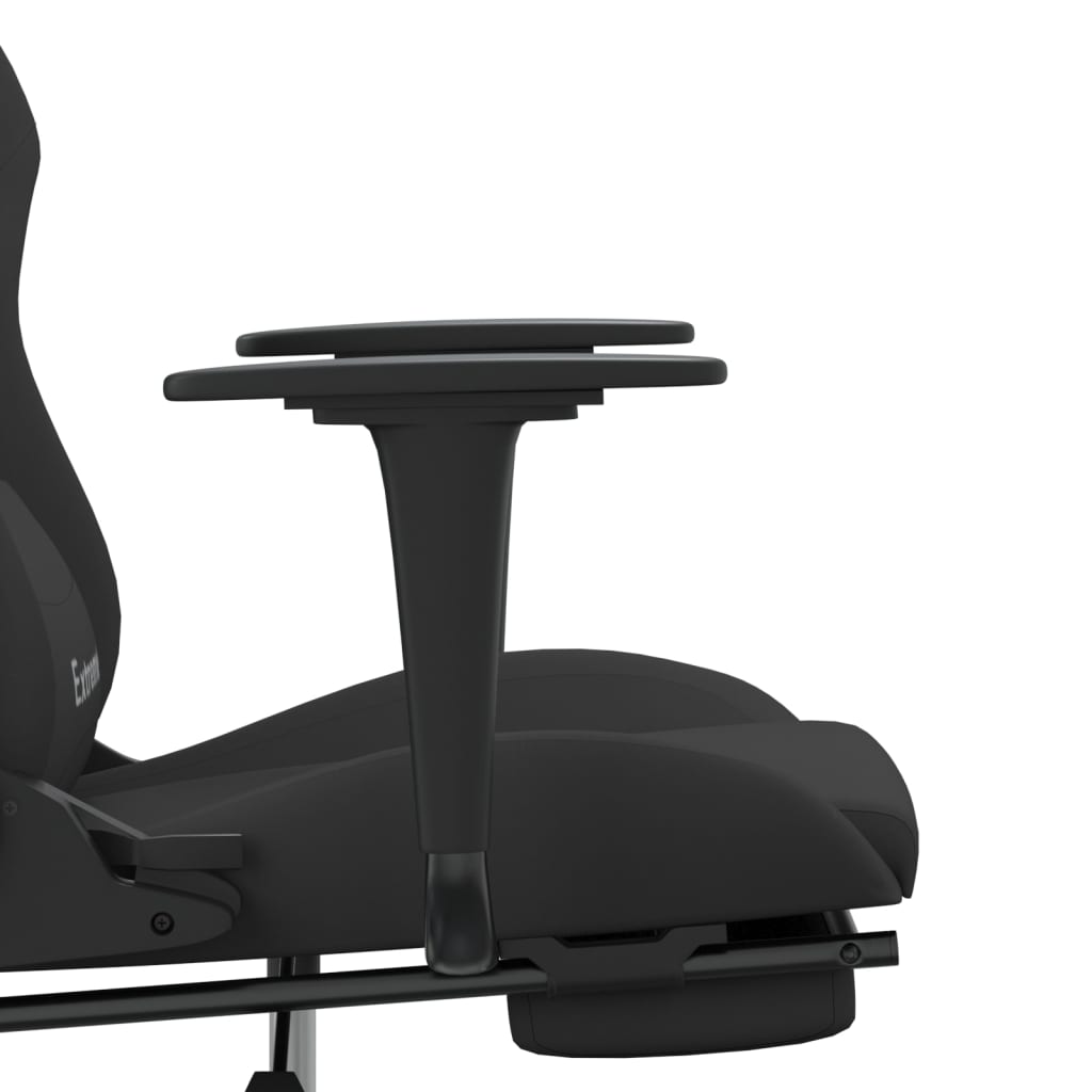 vidaXL Herná stolička s podnožkou čierna látková