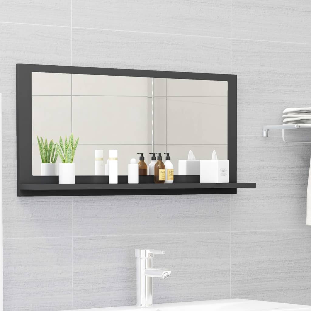 vidaXL Kúpeľňové zrkadlo, sivé 80x10,5x37 cm, kompozitné drevo