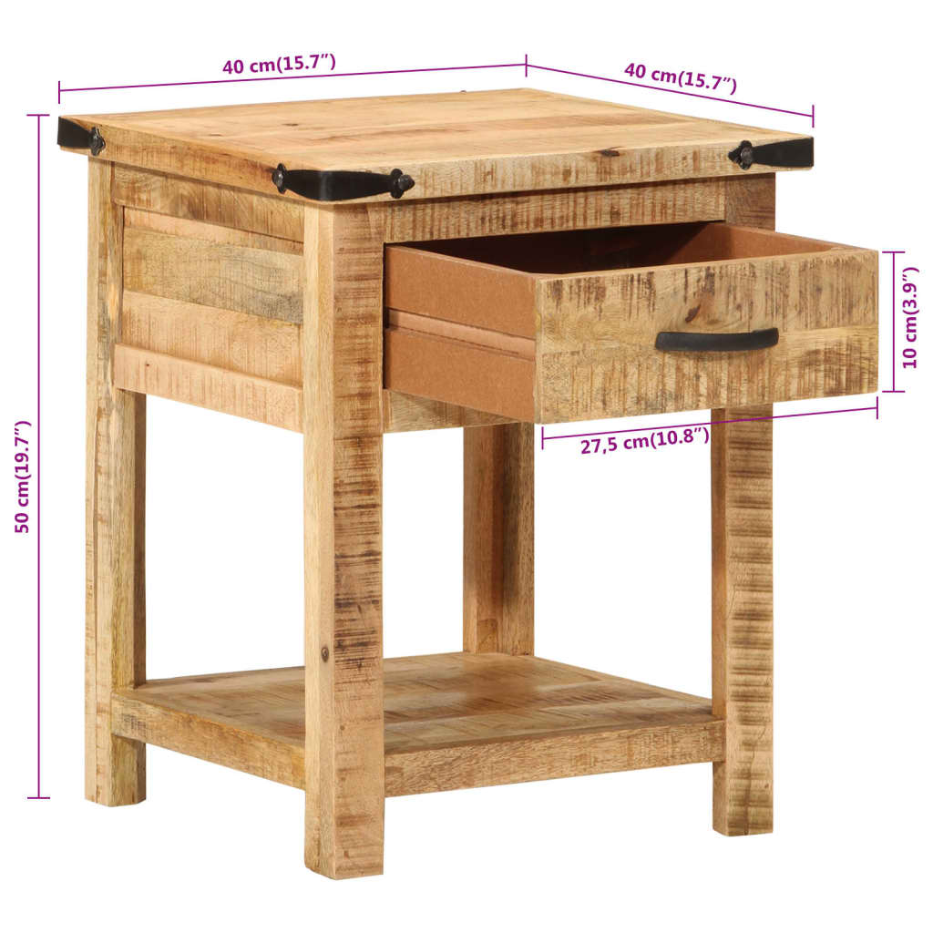 vidaXL Nočný stolík 40x40x50 cm, mangový masív