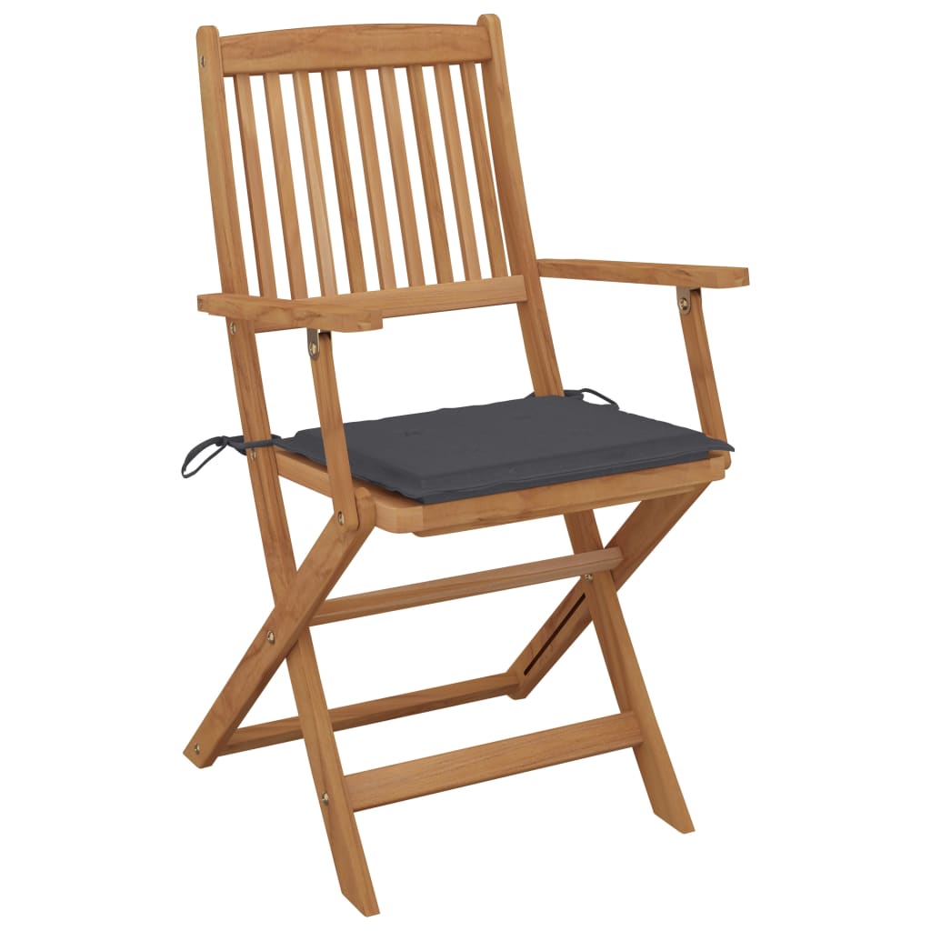 vidaXL Skladacie záhradné stoličky 2 ks s podložkami akáciový masív