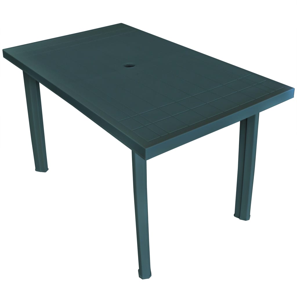vidaXL Záhradný stôl, zelený 126x76x72 cm, plast