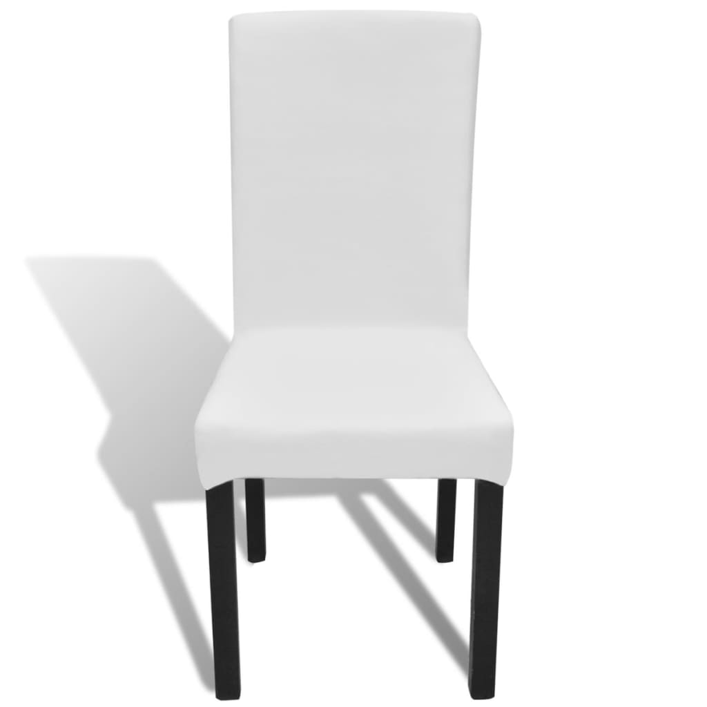 vidaXL Rovný naťahovací návlek na stoličku, 4 ks, biely