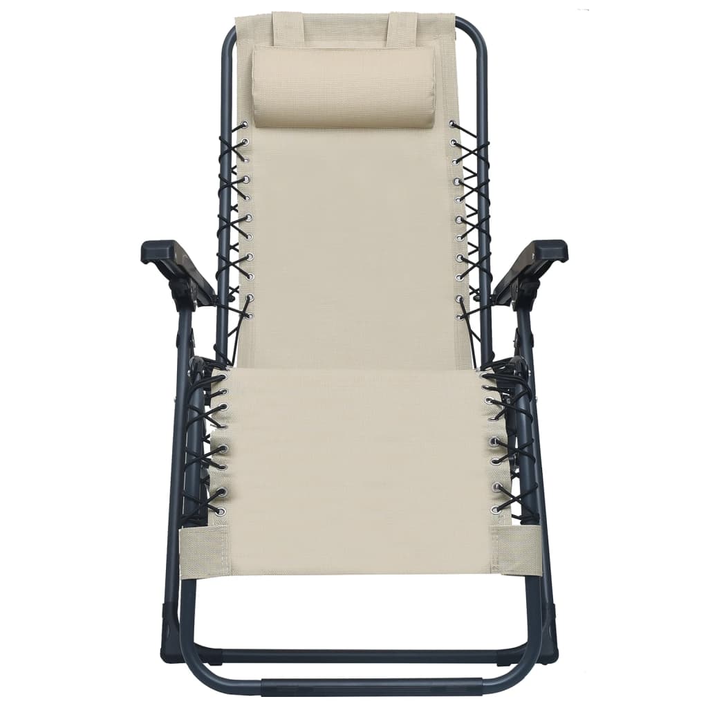 vidaXL Skladacie terasové stoličky 2 ks krémové textilénové