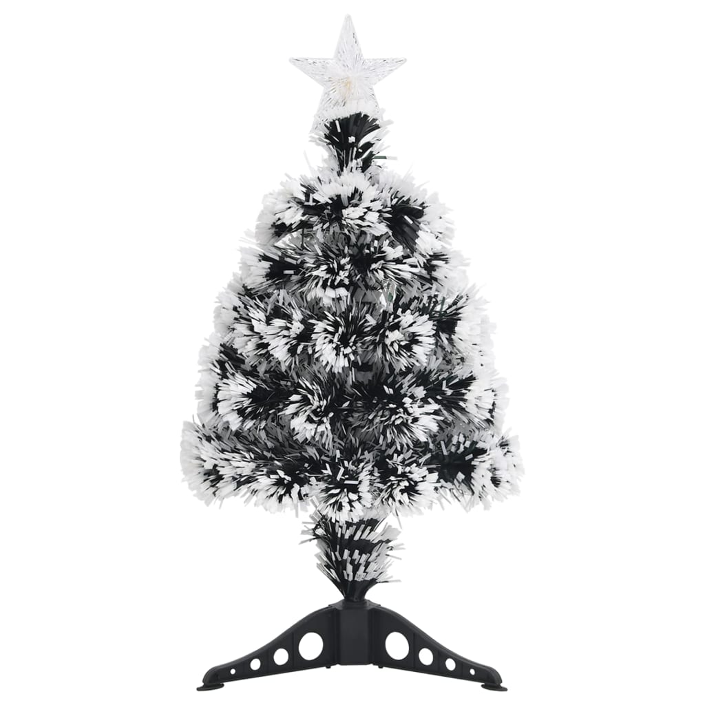 vidaXL Osvetlený vianočný stromček, zeleno biely 64 cm, optické vlákno