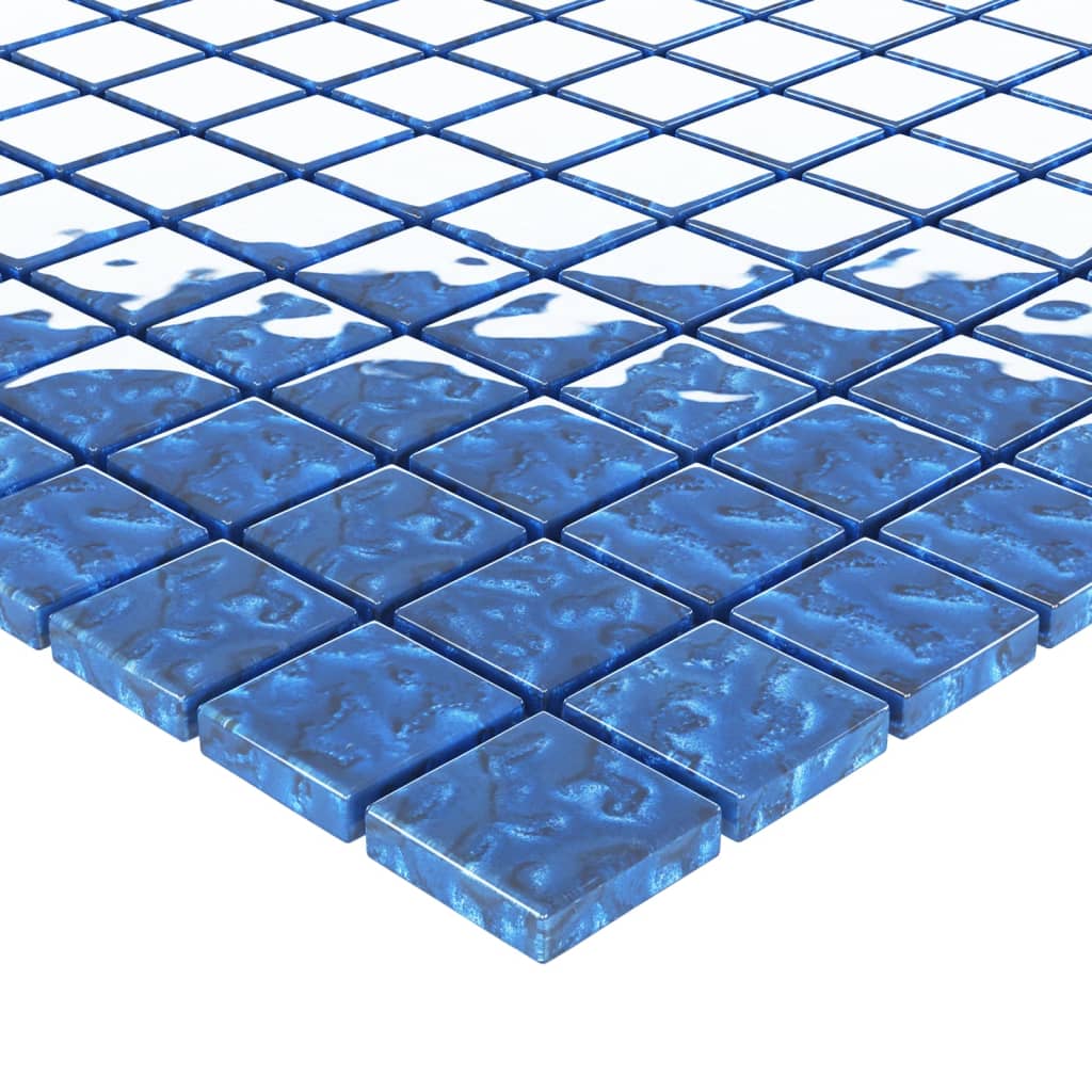 vidaXL Mozaikové dlaždice 22 ks, modré 30x30 cm, sklo