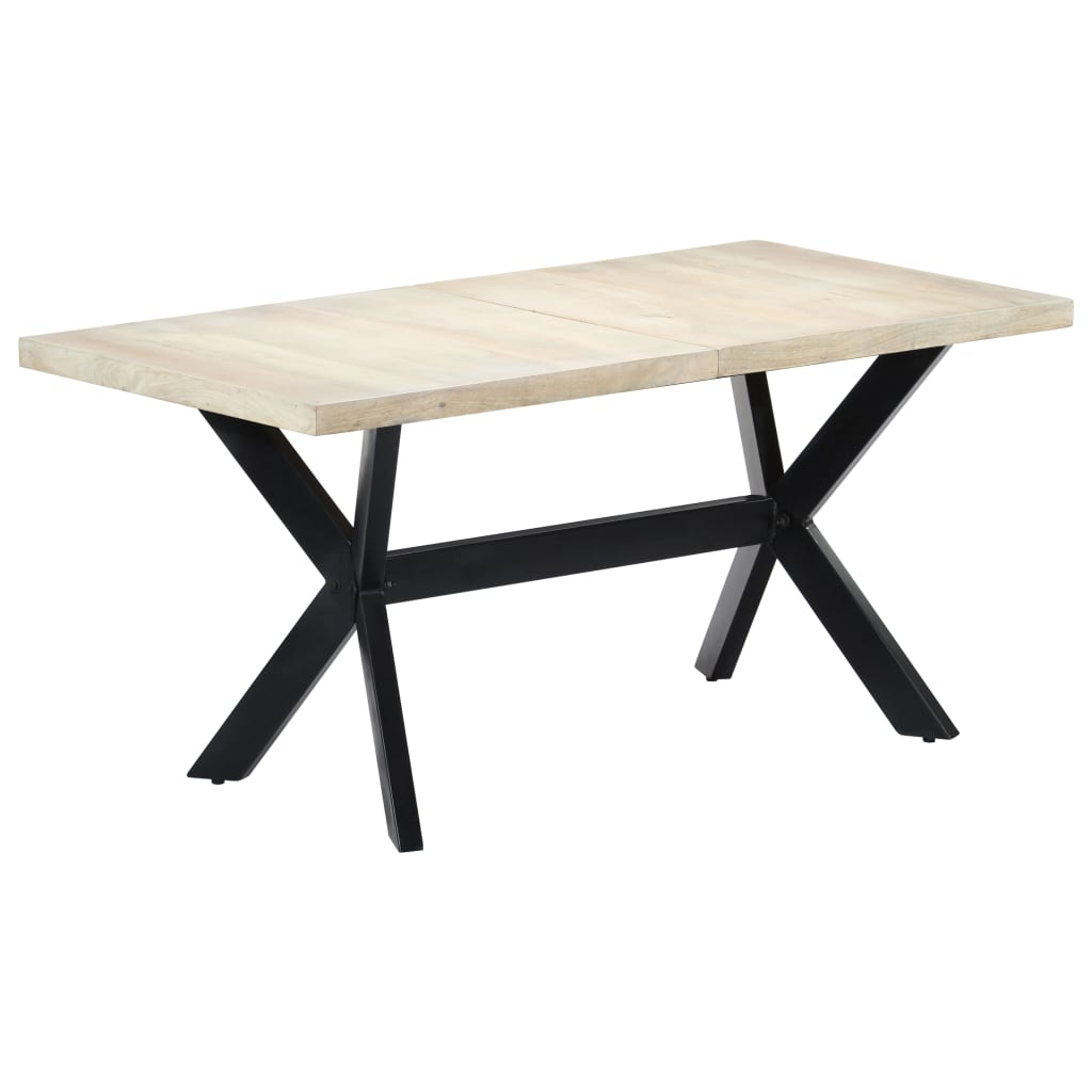 vidaXL Jedálenský stôl biely 160x80x75 cm masívne mangovníkové drevo
