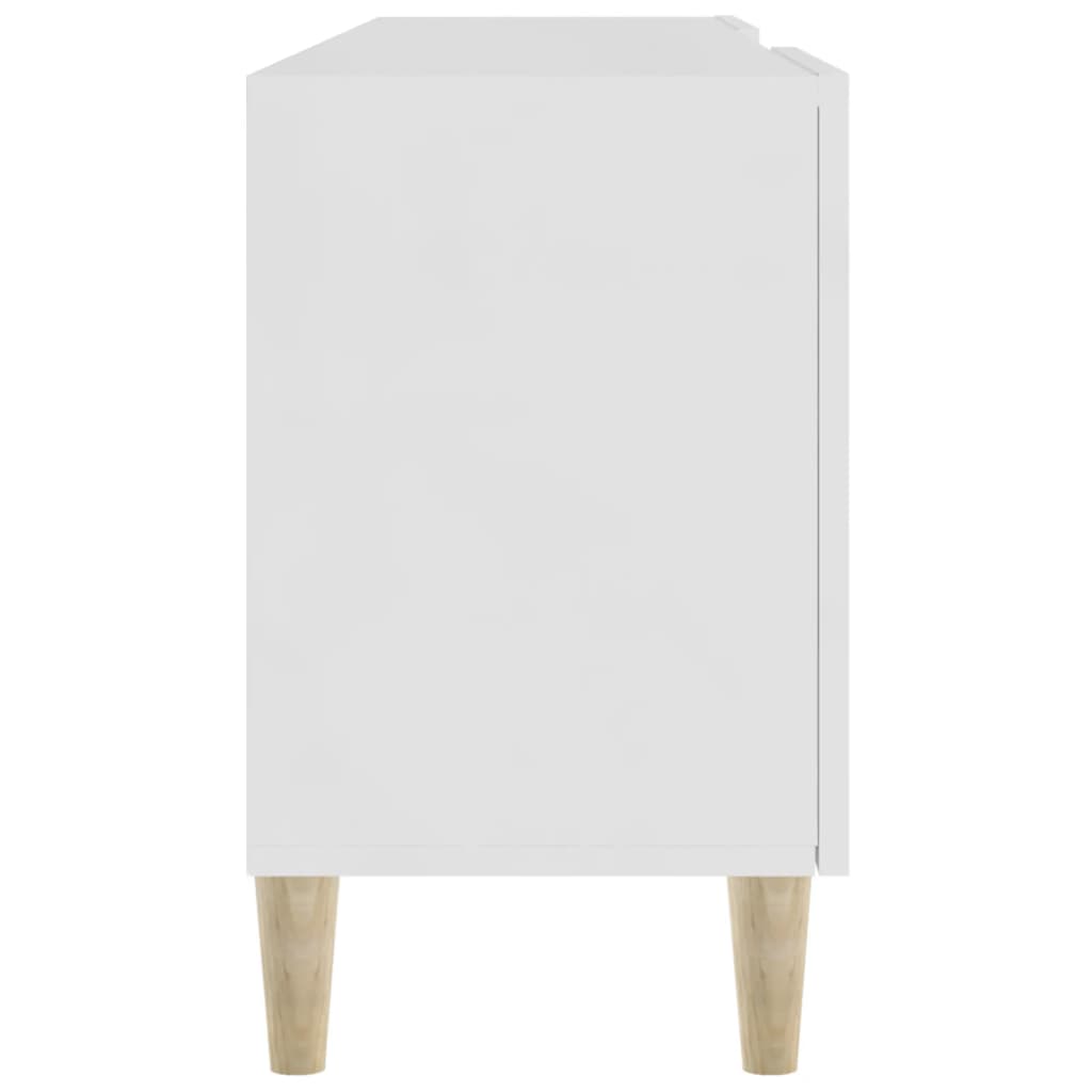vidaXL TV stolík lesklý biely 150x30x50 cm spracované drevo