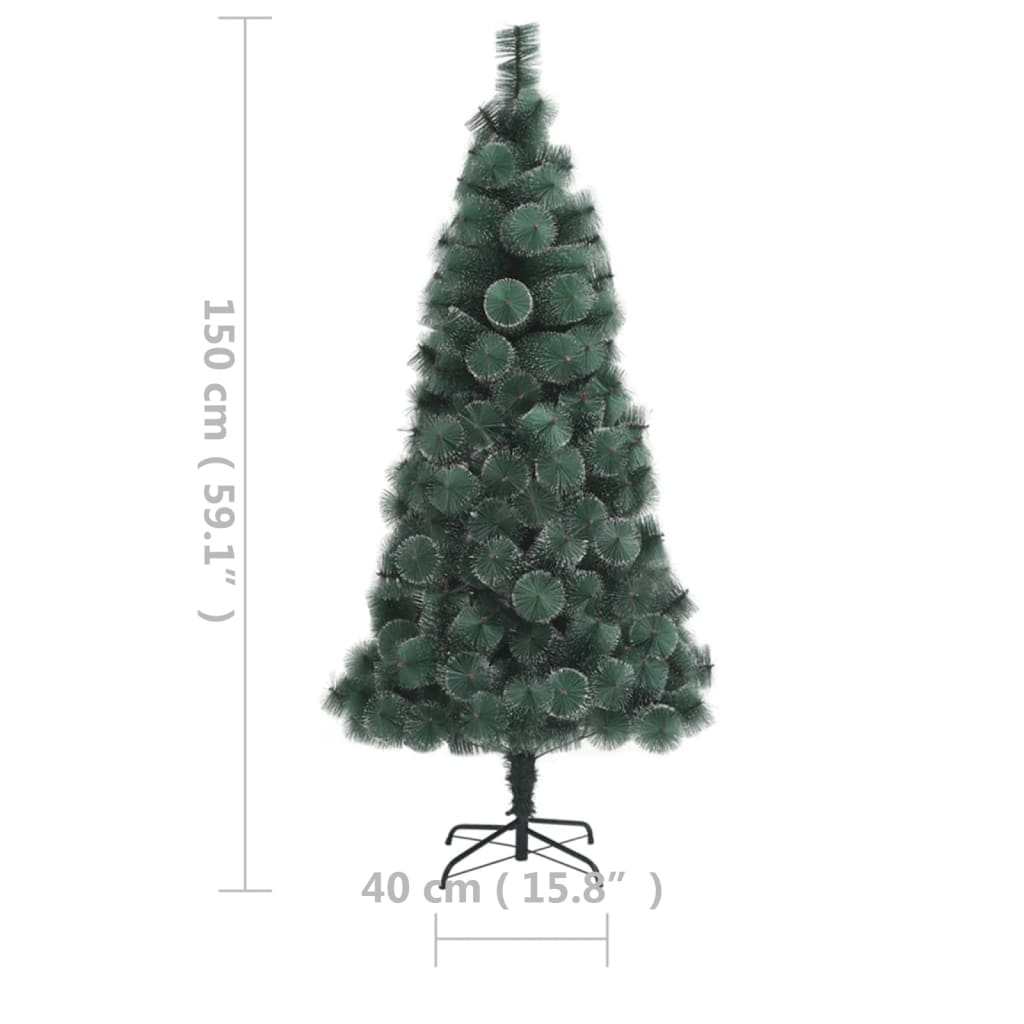 vidaXL Osvetlený umelý vianočný stromček, zelený 150 cm, PVC a PE