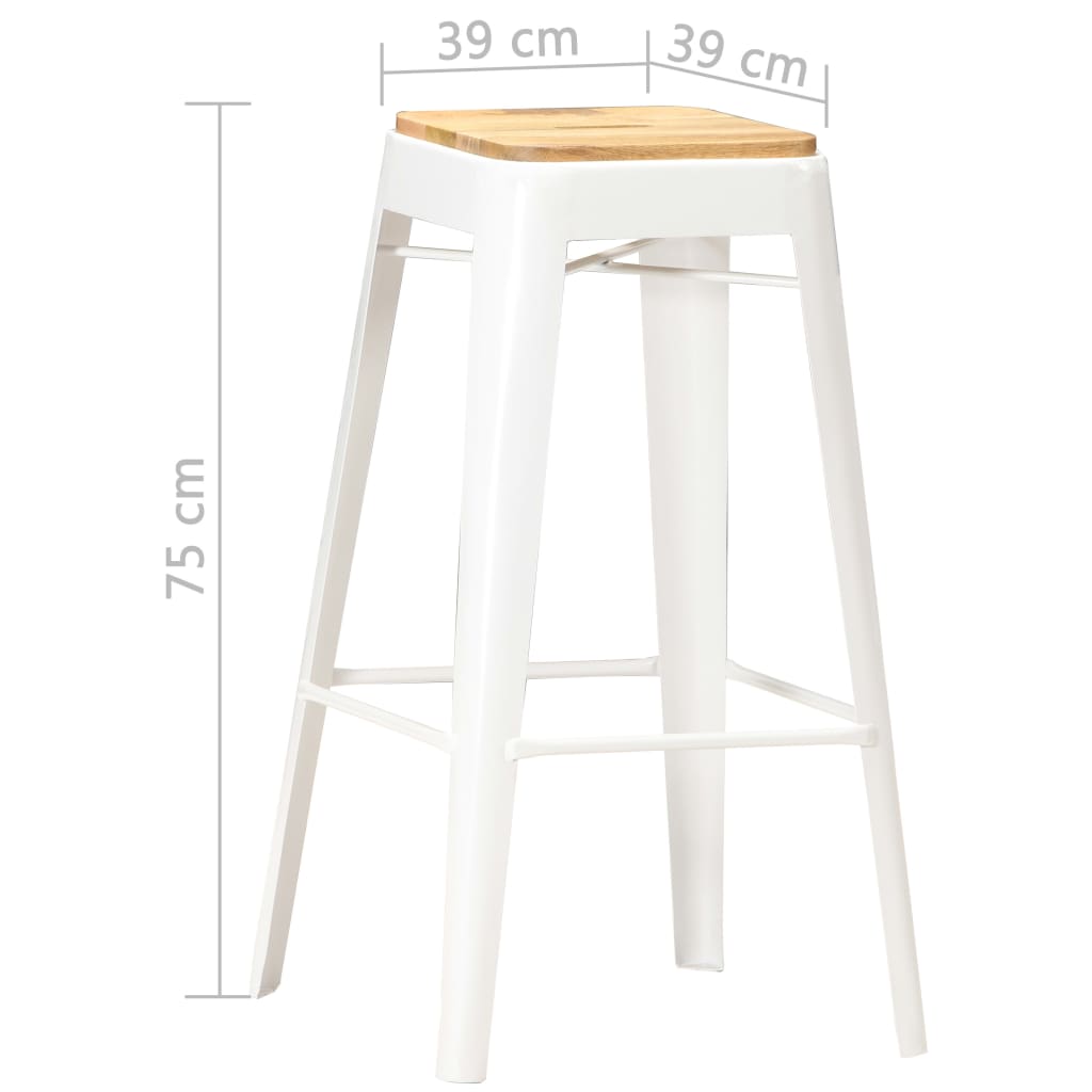 vidaXL Barové stoličky 4 ks, biele, mangový masív