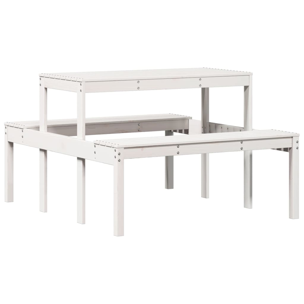 vidaXL Piknikový stôl biely 110x134x75 cm borovicový masív