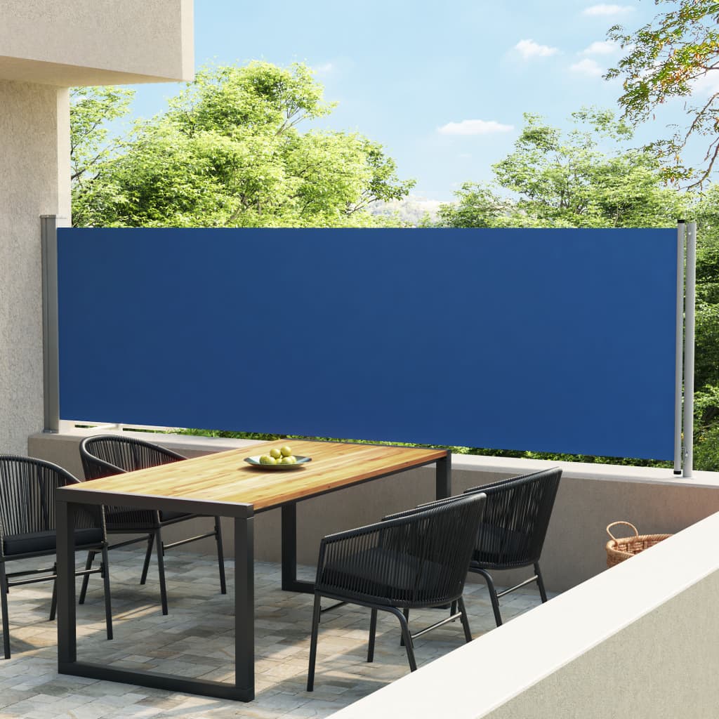 vidaXL Zaťahovacia bočná markíza na terasu 140x600 cm modrá