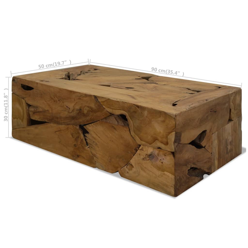 vidaXL Konferenčný stolík, 90x50x30 cm, pravé teakové drevo, hnedý