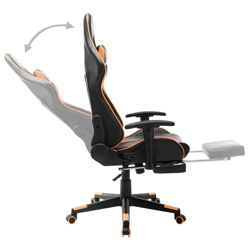 vidaXL Herná stolička s opierkou na nohy čierno-oranžová umelá koža