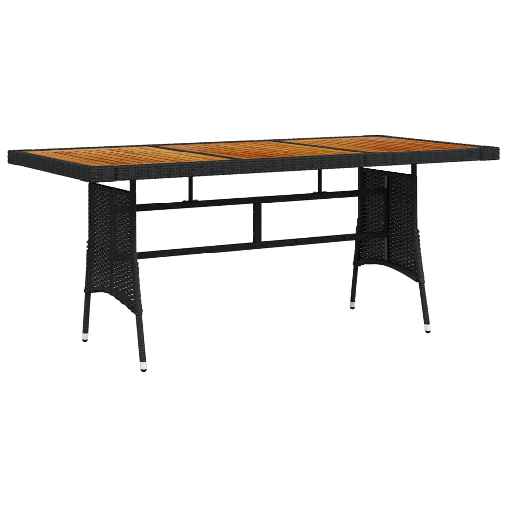 vidaXL Záhradný stôl čierny 160x70x72 cm polyratan a akáciový masív