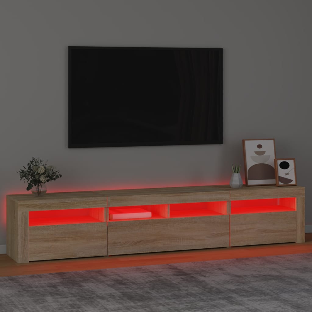 vidaXL TV skrinka s LED svetlami dub sonoma 210 x 35 x 40 cm