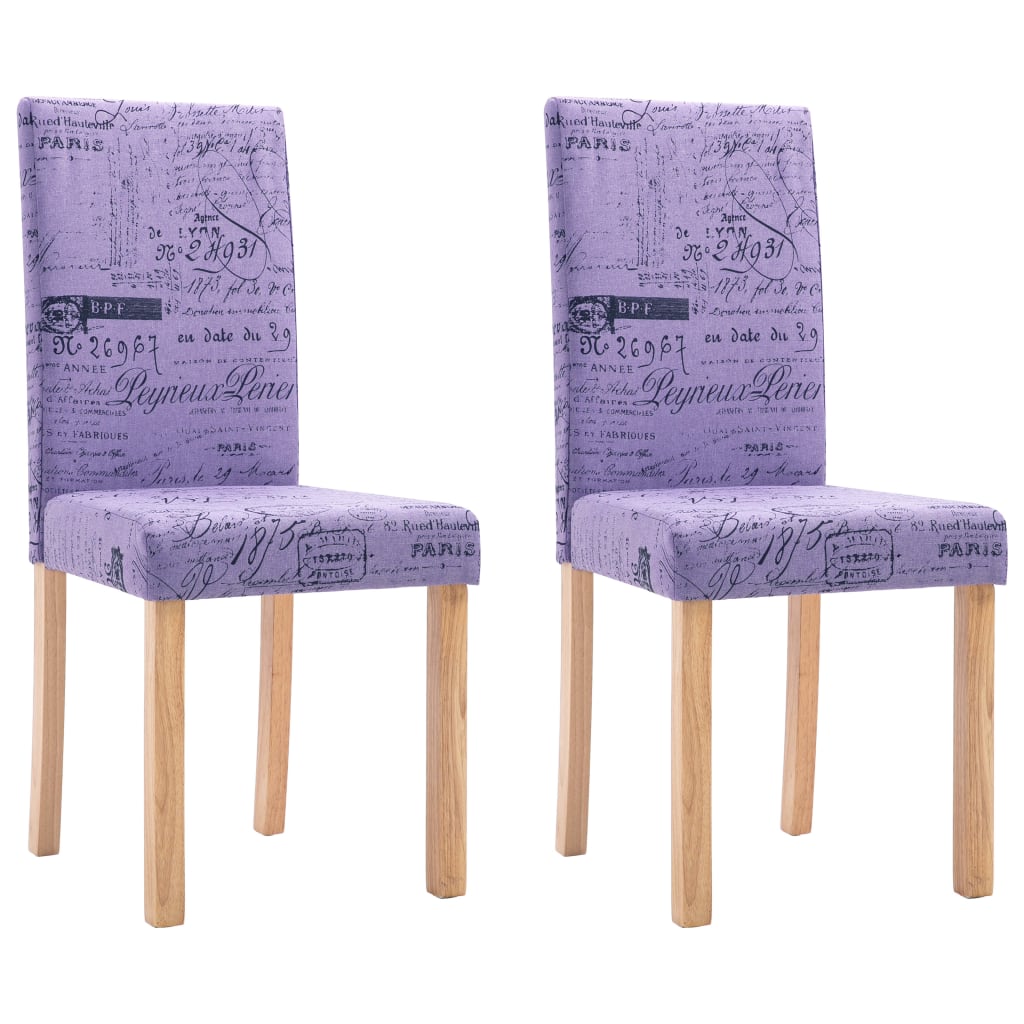 vidaXL Jedálenské stoličky 2 ks, fialové, látka