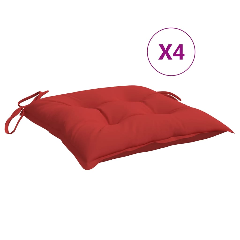vidaXL Podložky na stoličku 4 ks, červené 50x50x7 cm, oxfordská látka