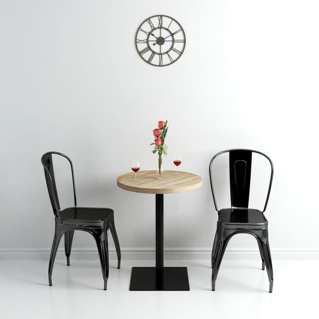 vidaXL Bistro stolík, MDF a oceľ, okrúhly, 60x75 cm, dubová farba