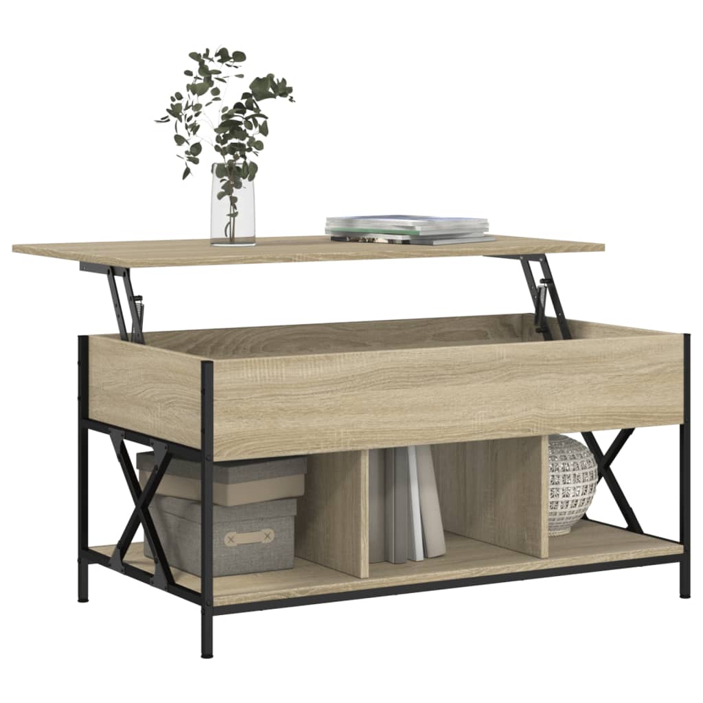 vidaXL Konferenčný stolík dub sonoma 100x55x50 cm kompoz. drevo a kov