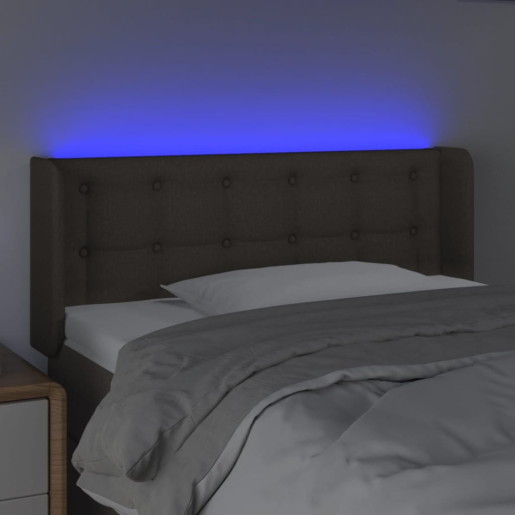 vidaXL Čelo postele s LED sivohnedé 103x16x78/88 cm látka