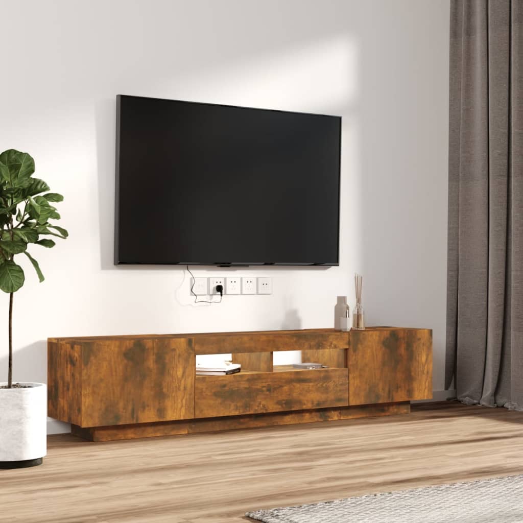 vidaXL 2-dielna súprava TV skriniek s LED dymový dub spracované drevo