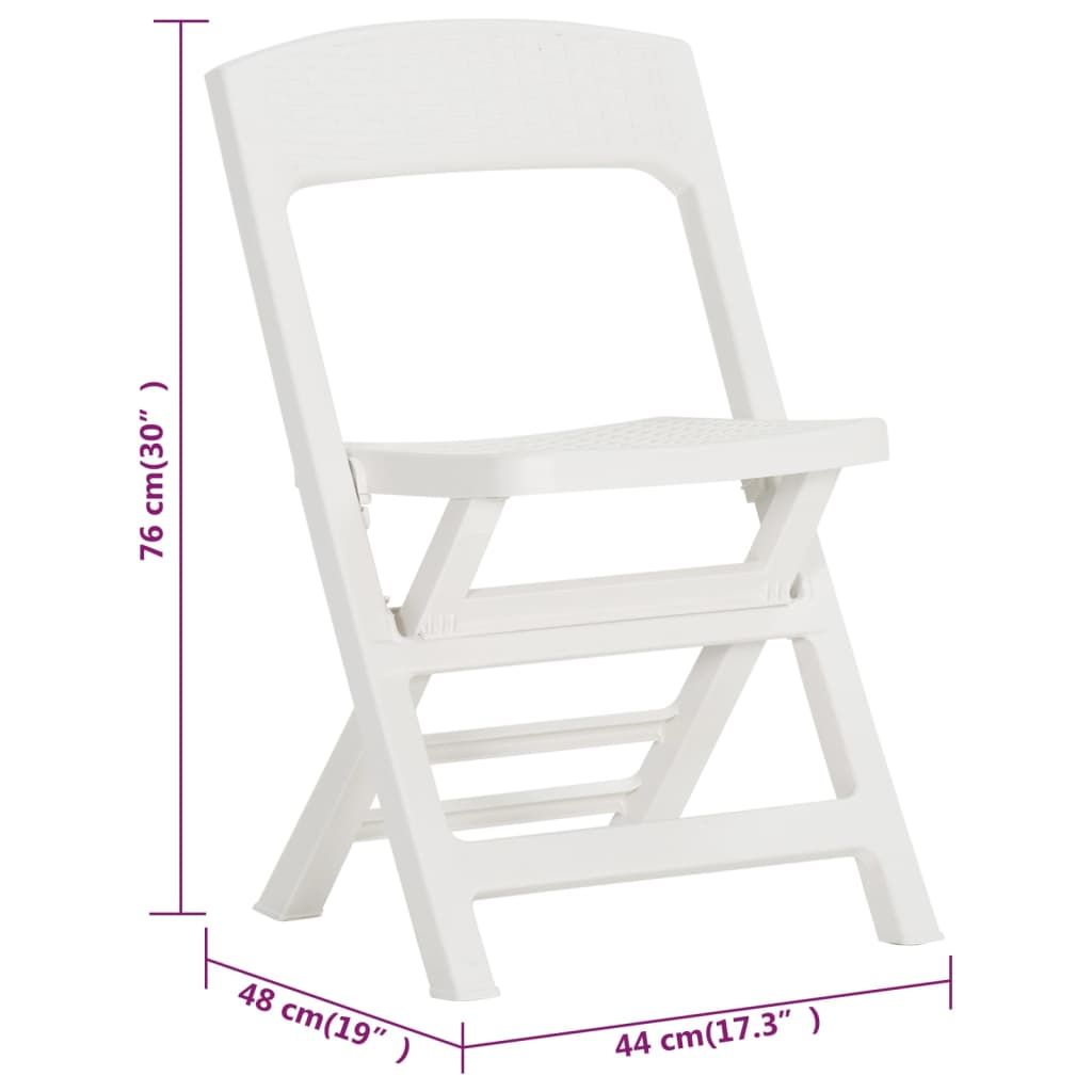 vidaXL Skladacie záhradné stoličky 4 ks PP biele
