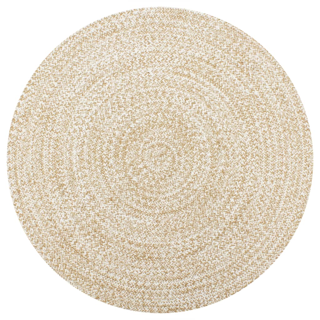 vidaXL Ručne vyrobený jutový koberec biely a prírodný 120 cm