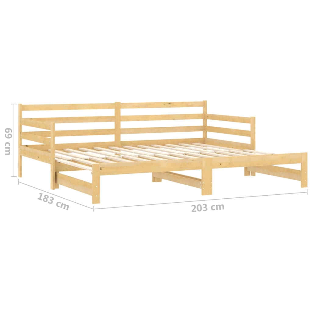vidaXL Rozkladacia denná posteľ 2x(90x200) cm, borovicový masív