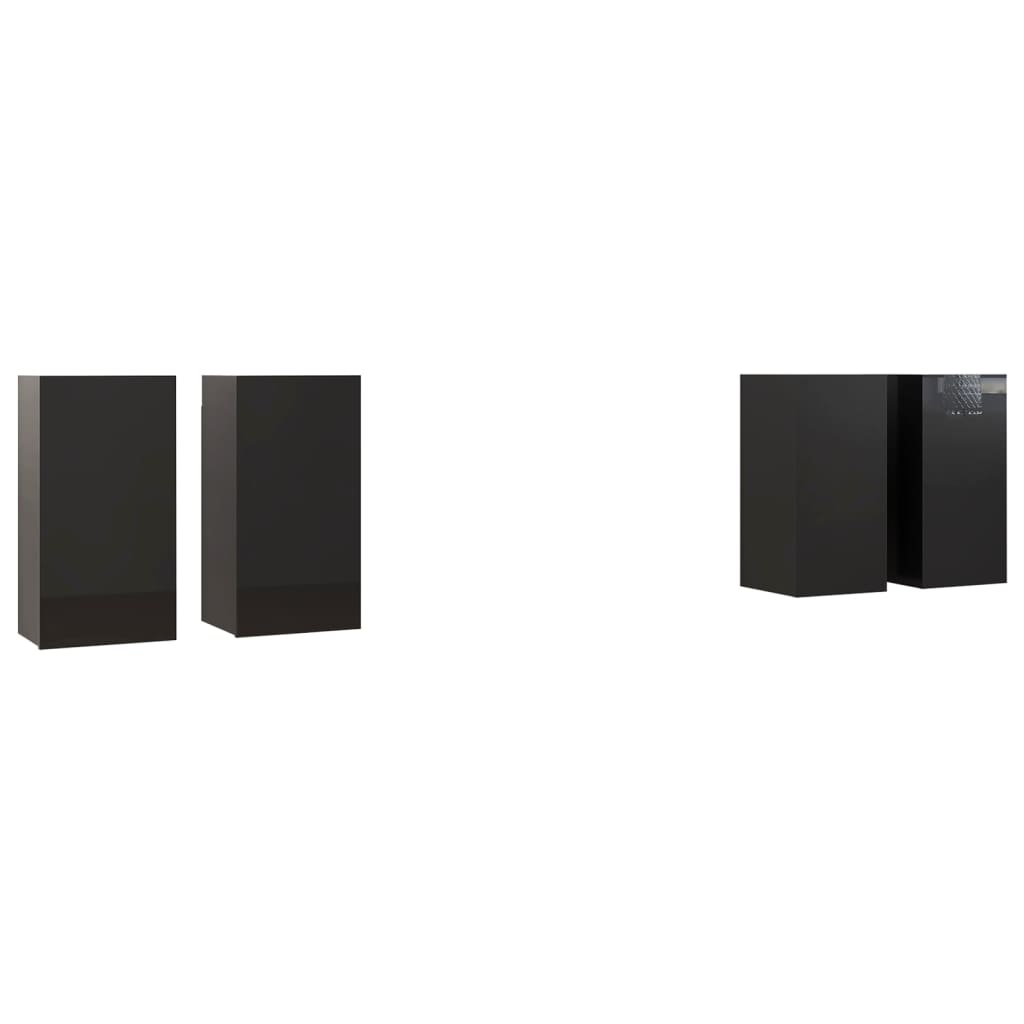 vidaXL TV skrinky 4 ks vysokolesklé čierne 30,5x30x60 cm drevotrieska
