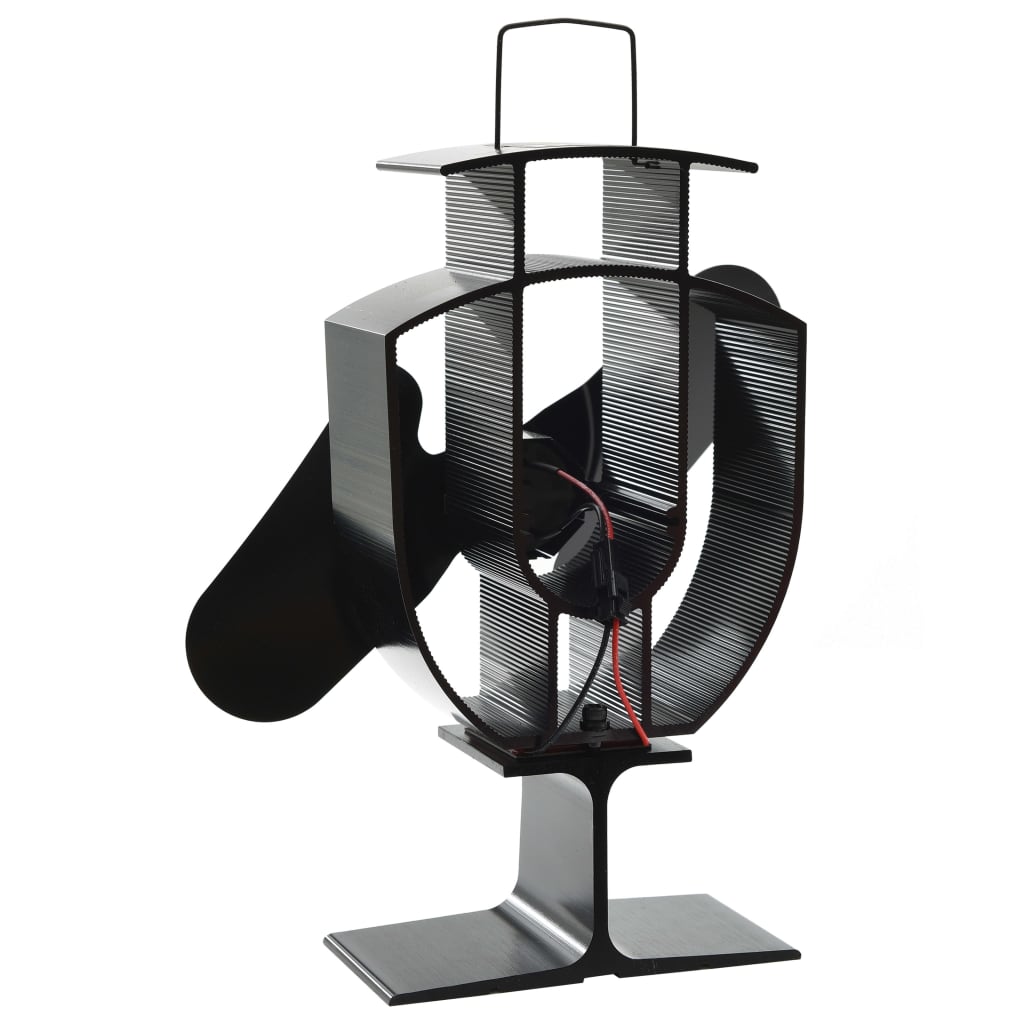 vidaXL Teplom poháňaný ventilátor na krb s 2 lopatkami čierny
